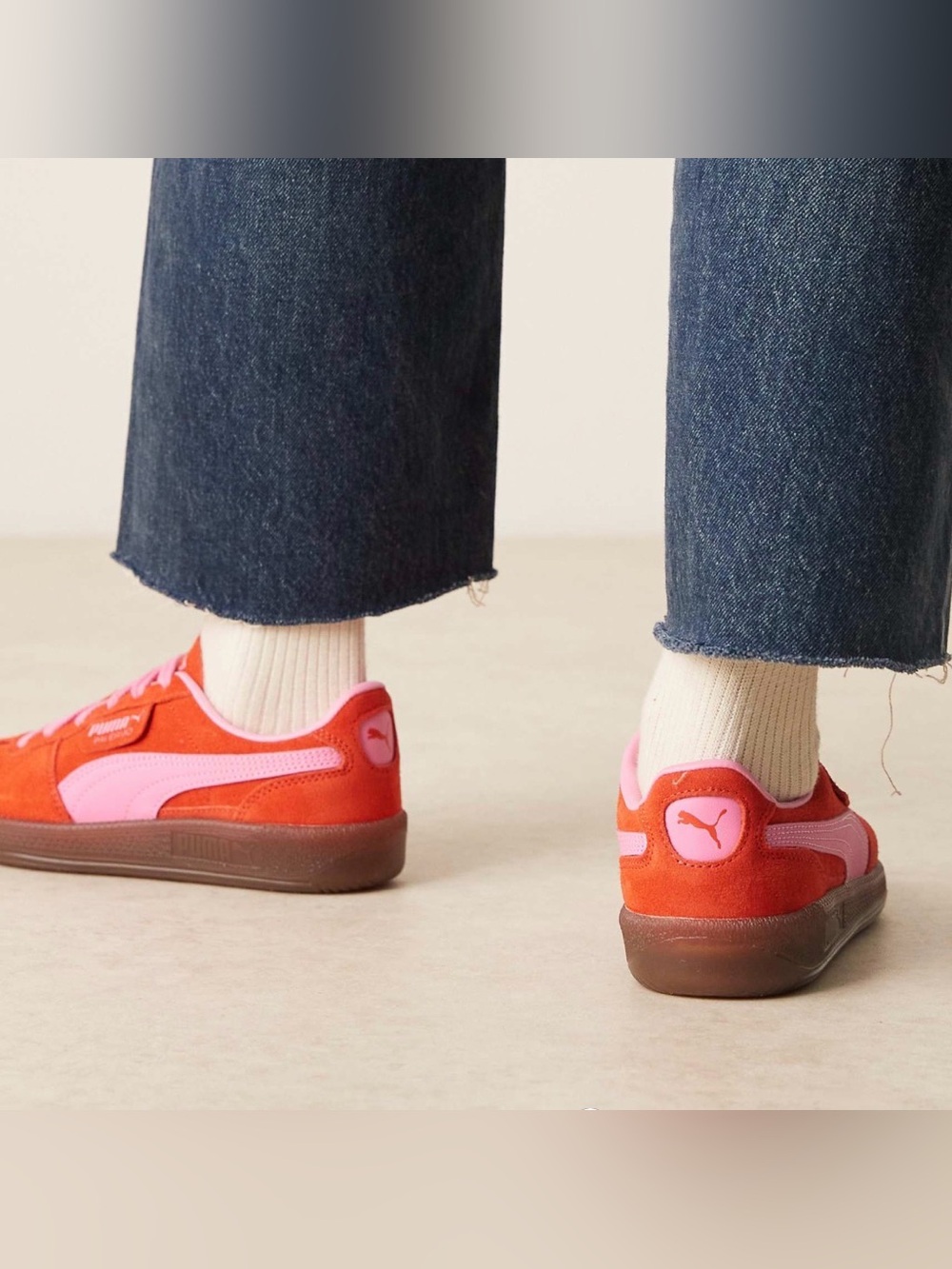 Puma Red and Pink Suede Low-Top Sneakers
